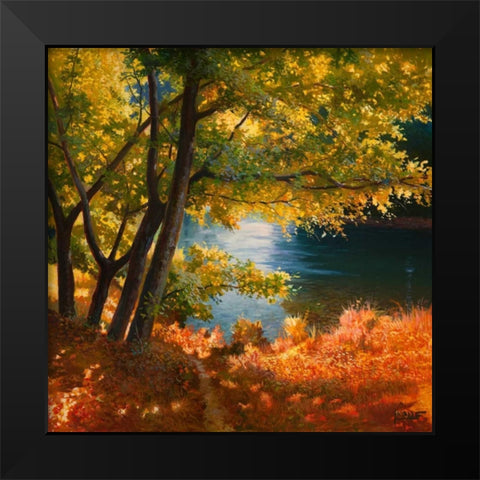 Radura sul fiume Black Modern Wood Framed Art Print by Galasso, Adriano