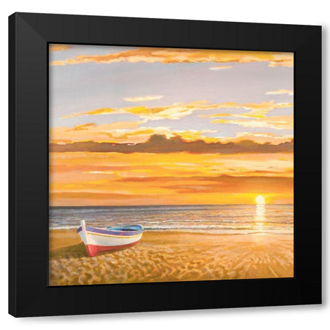 Tramonto sulla battigia (detail) Black Modern Wood Framed Art Print with Double Matting by Galasso, Adriano