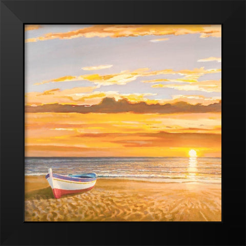 Tramonto sulla battigia (detail) Black Modern Wood Framed Art Print by Galasso, Adriano