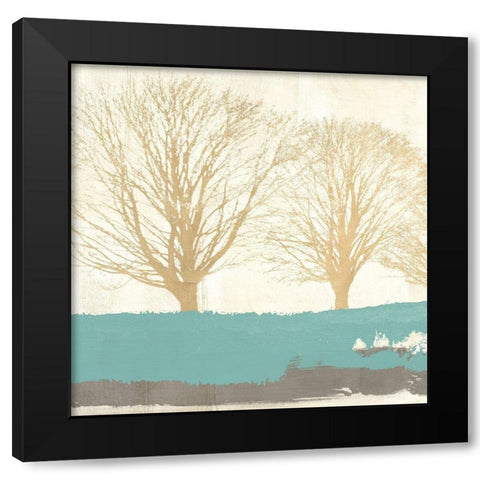 Tree Lines Gold Black Modern Wood Framed Art Print by Alessio, Aprile