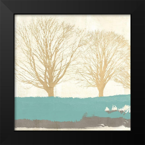 Tree Lines Gold Black Modern Wood Framed Art Print by Alessio, Aprile