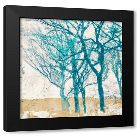Turquoise Trees II Black Modern Wood Framed Art Print with Double Matting by Alessio, Aprile