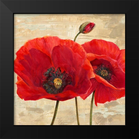 Red Poppies (detail II) Black Modern Wood Framed Art Print by Ann, Cynthia
