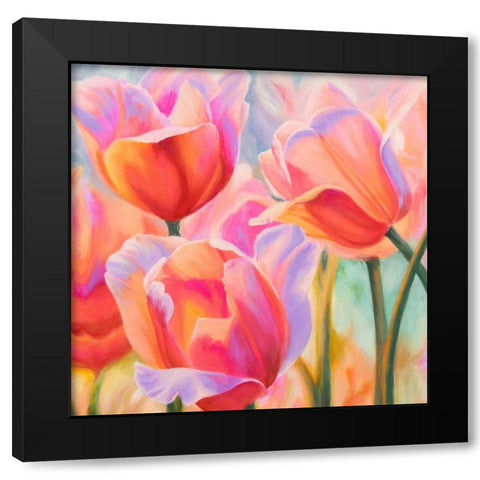 Tulips in Wonderland II Black Modern Wood Framed Art Print with Double Matting by Ann, Cynthia