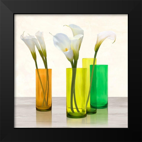 Callas in crystal vases I (detail) Black Modern Wood Framed Art Print by Cynthia, Ann