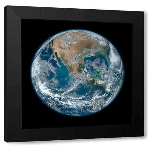 Earth Black Modern Wood Framed Art Print with Double Matting by Nasa