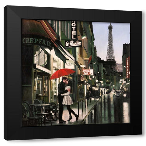 Romance in Paris Black Modern Wood Framed Art Print by Benson, Pierre