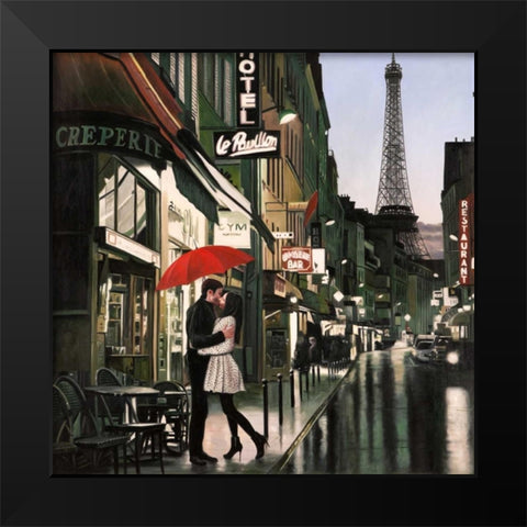Romance in Paris Black Modern Wood Framed Art Print by Benson, Pierre