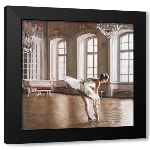 Rehearsing Ballerina Black Modern Wood Framed Art Print by Benson, Pierre