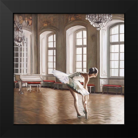 Rehearsing Ballerina Black Modern Wood Framed Art Print by Benson, Pierre