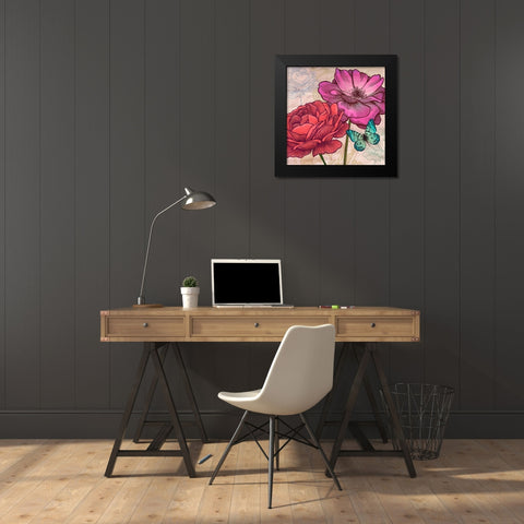 Roses and Butterflies (detail) Black Modern Wood Framed Art Print by Grant, Eve C.