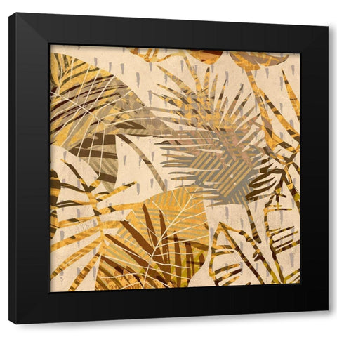 Palm Festoon Gold I Black Modern Wood Framed Art Print with Double Matting by Grant, Eve C.