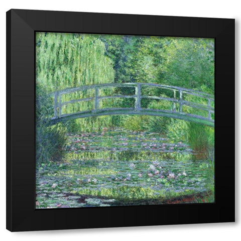The Waterlily Pond- Green Harmony Black Modern Wood Framed Art Print with Double Matting by Monet, Claude