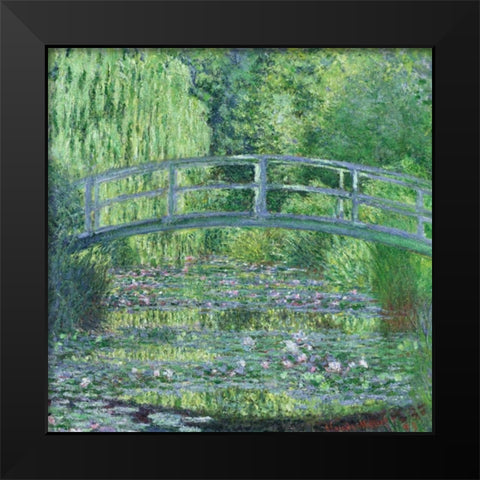 The Waterlily Pond- Green Harmony Black Modern Wood Framed Art Print by Monet, Claude