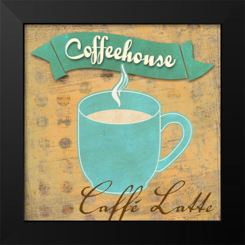 Caffe Latte Black Modern Wood Framed Art Print by Teller, Skip