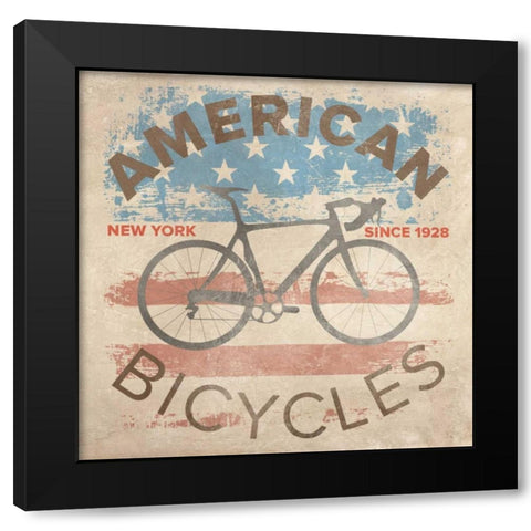 American Bikes Black Modern Wood Framed Art Print by Teller, Skip