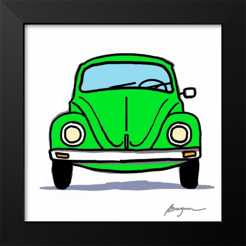 Green Bug Black Modern Wood Framed Art Print by Beyon, Carlos