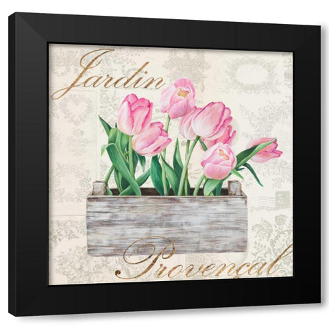 Jardin Provencal Black Modern Wood Framed Art Print with Double Matting by Dellal, Remy