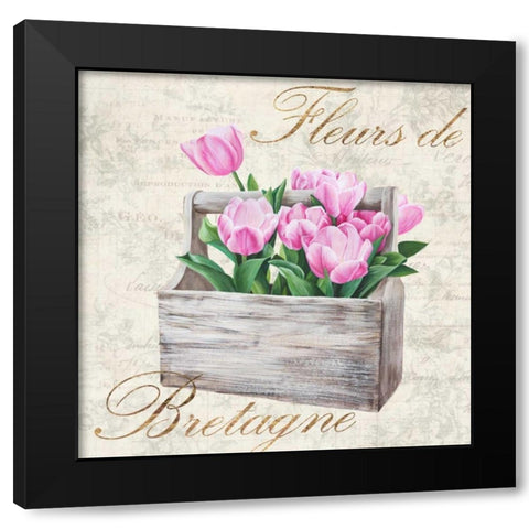 Fleurs de Bretagne Black Modern Wood Framed Art Print by Dellal, Remy