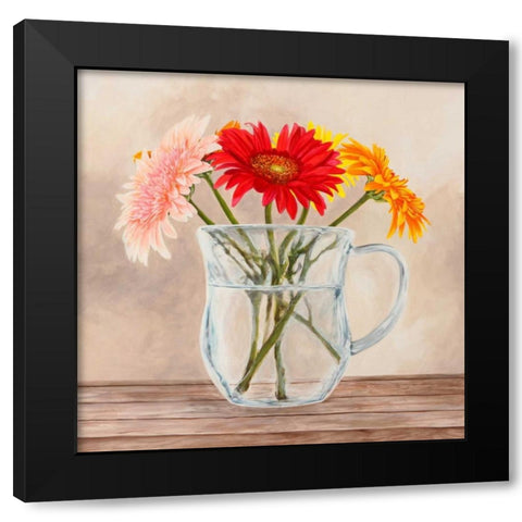 Fleurs et Vases Jaune I Black Modern Wood Framed Art Print by Dellal, Remy