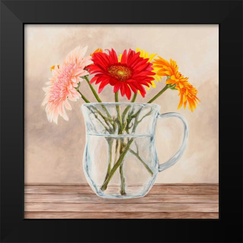 Fleurs et Vases Jaune I Black Modern Wood Framed Art Print by Dellal, Remy