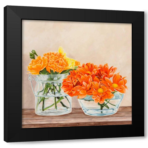 Fleurs et Vases Jaune II Black Modern Wood Framed Art Print by Dellal, Remy