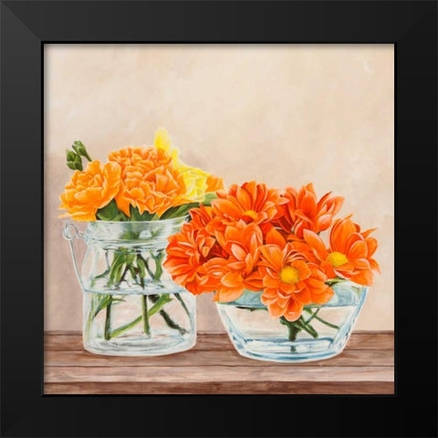 Fleurs et Vases Jaune II Black Modern Wood Framed Art Print by Dellal, Remy