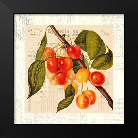Cerises Black Modern Wood Framed Art Print by Dellal, Remy
