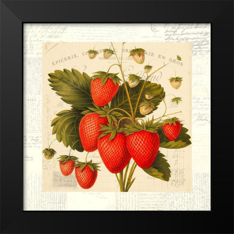 Fraises Black Modern Wood Framed Art Print by Dellal, Remy