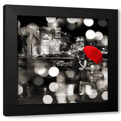 A Kiss in the Night- detail (BW) Black Modern Wood Framed Art Print by Loumer, Dianne