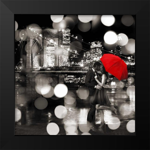 A Kiss in the Night- detail (BW) Black Modern Wood Framed Art Print by Loumer, Dianne