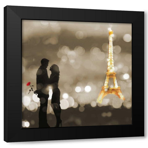 A Date in Paris (BW, detail) Black Modern Wood Framed Art Print with Double Matting by Loumer, Dianne