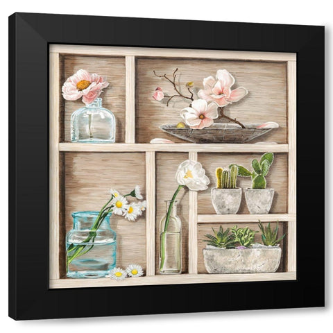 Fleurs et Memoires II Black Modern Wood Framed Art Print with Double Matting by Dolci, Elena