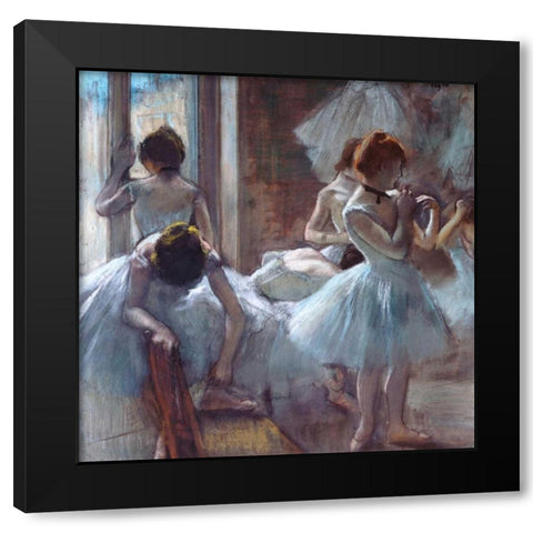 Dancers Black Modern Wood Framed Art Print with Double Matting by Degas, Edgar