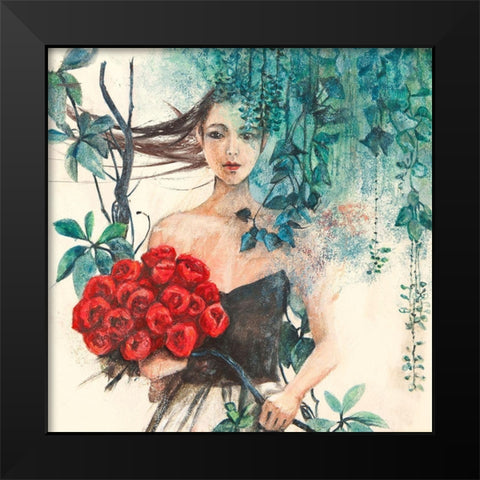 Fairy of the Roses (detail) Black Modern Wood Framed Art Print by Pagnoni, Erica