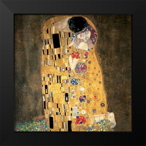 The Kiss (detail) Black Modern Wood Framed Art Print by Klimt, Gustav