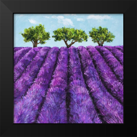 Filari di lavanda Black Modern Wood Framed Art Print by Germani, Massimo