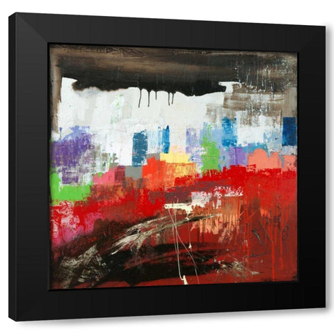 Happy Town Black Modern Wood Framed Art Print with Double Matting by Corrado, Italo
