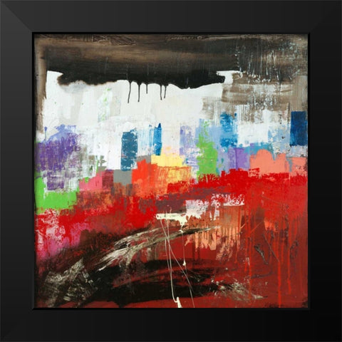 Happy Town Black Modern Wood Framed Art Print by Corrado, Italo