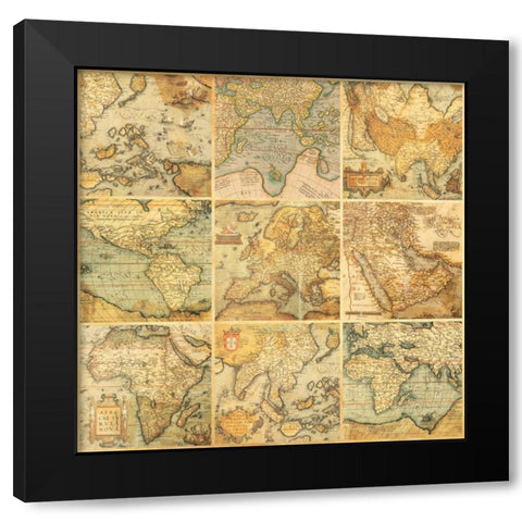 Around the World I Black Modern Wood Framed Art Print with Double Matting by Joannoo