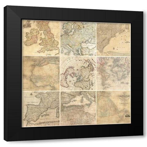Around the World II Black Modern Wood Framed Art Print by Joannoo