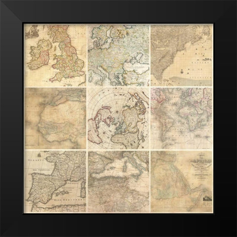 Around the World II Black Modern Wood Framed Art Print by Joannoo