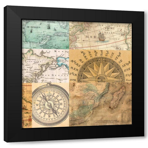 Cahiers de voyage III Black Modern Wood Framed Art Print by Joannoo