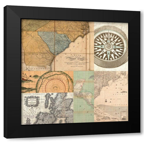 Cahiers de voyage IV Black Modern Wood Framed Art Print with Double Matting by Joannoo
