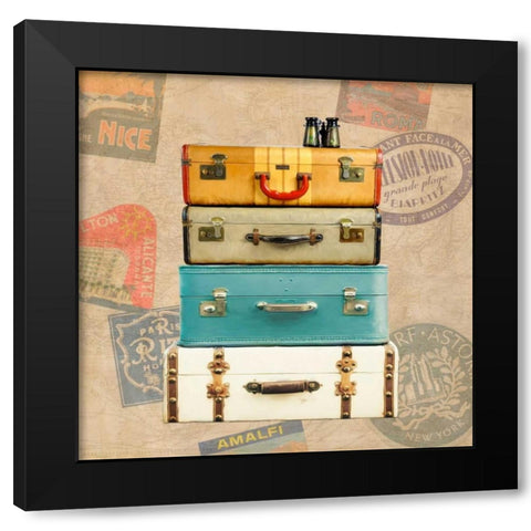 Bagage Ã  man I Black Modern Wood Framed Art Print with Double Matting by Joannoo