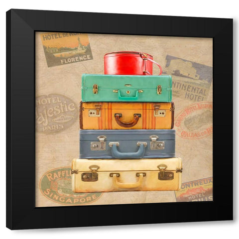 Bagage Ã  man II Black Modern Wood Framed Art Print with Double Matting by Joannoo