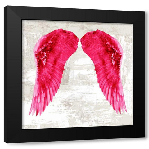Angel Wings III Black Modern Wood Framed Art Print with Double Matting by Joannoo