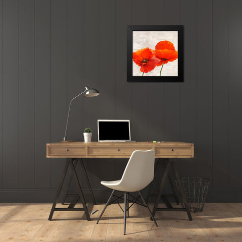 Bright Poppies II Black Modern Wood Framed Art Print by Jenny, Thomlinson