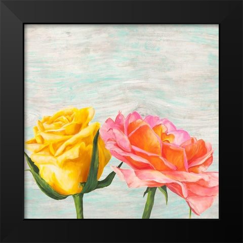 Funky Roses I Black Modern Wood Framed Art Print by Jenny, Thomlinson