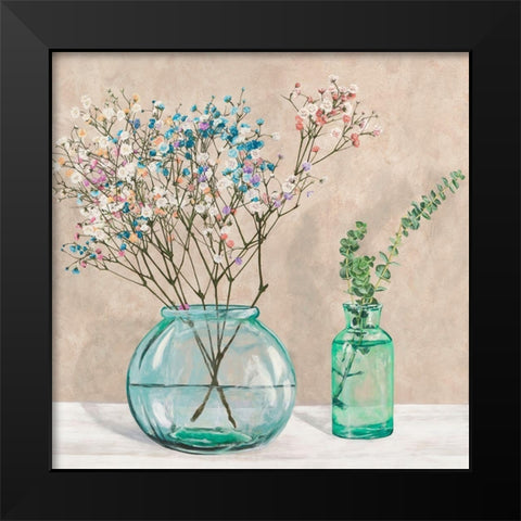 Floral setting with glass vases I Black Modern Wood Framed Art Print by Thomlison, Jenny